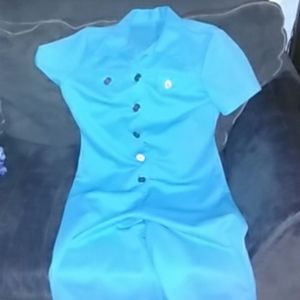 Long blue womens romper like thing